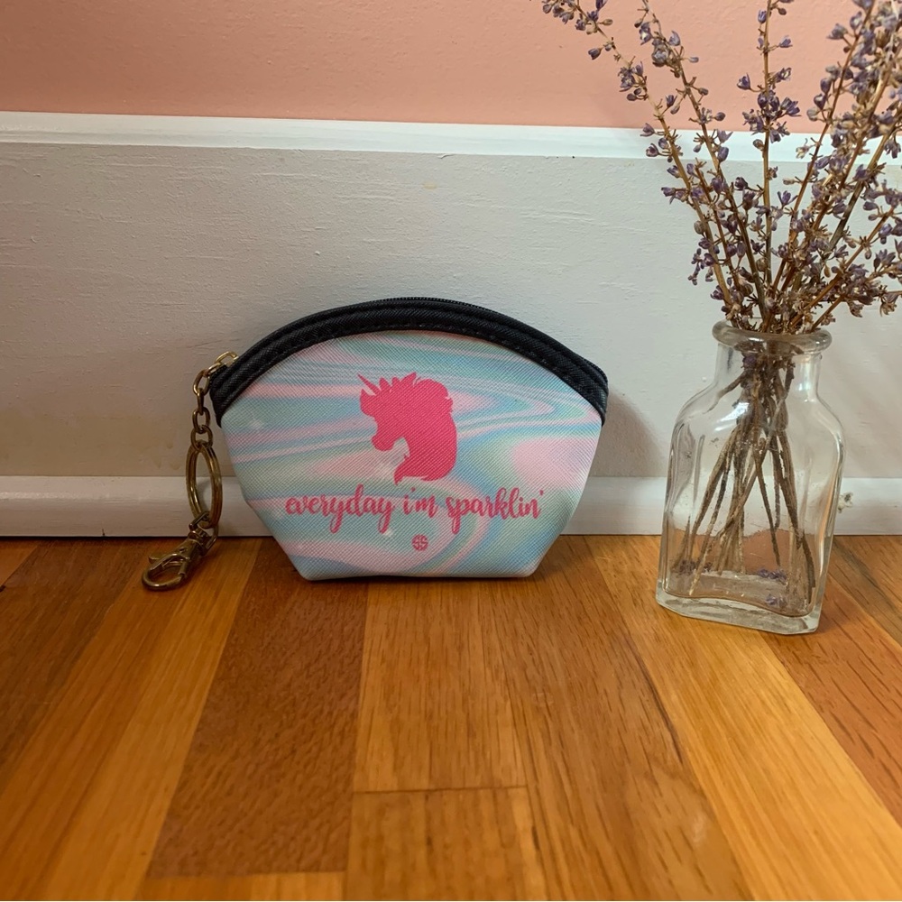 Simply Southern Coin Purse w/ Keychain Unicorn Pastel Every Day I'm Sparklin'